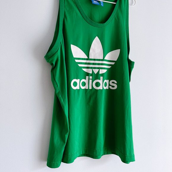 Adidas 3 Stripes Originals Trefoil Green Sport Tank Top Basketball Logo Men Sz L - Picture 4 of 8